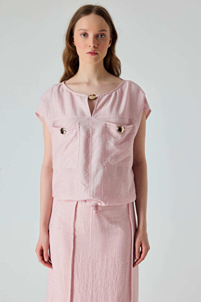 FEVER Minimal aksesuarlı bağcıklı viskon bluz