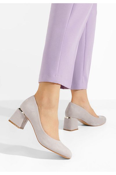 B T Shoes Cabrilla V4 Grey Chunky Heel Shoes