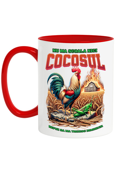 StoryGift Romania Cana Cocos In Lan De Grau Mesaj Haios Nu Ma Scoala Nici Cocosul, 330ml, Ceramic , Cu ,stg