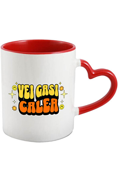 StoryGift Romania Cana Vei Gasi Calea, 330ml, Ceramica Cu Maner Inima Rosie, ...