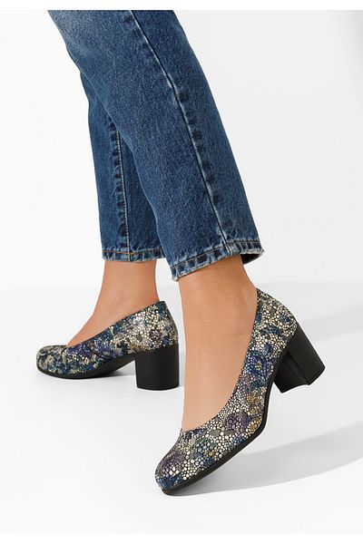B T Shoes Dalida V2 Multi-Colored Leather Chunky Heel Shoes