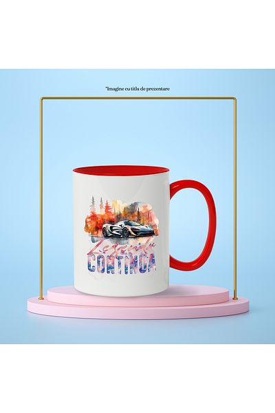 StoryGift Romania Mug With Message Legend Continues, Sports Car, Forest, Mountain, Multicolor 330 ml, , With ,STG.