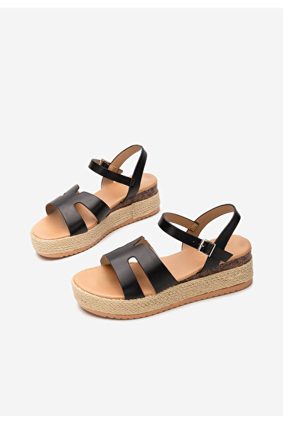 B T Shoes Černé sandály espadrilky Rumia