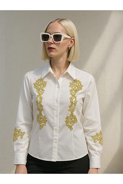 TRENDBUTİKOFFİCİAL Cămașă de damă cu broderie aurie