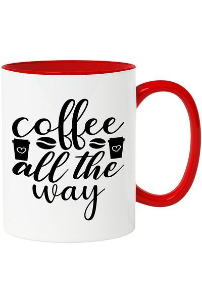 StoryGift Romania Mug for those who love coffee with the message "Coffee all the way" - until the coffee, With