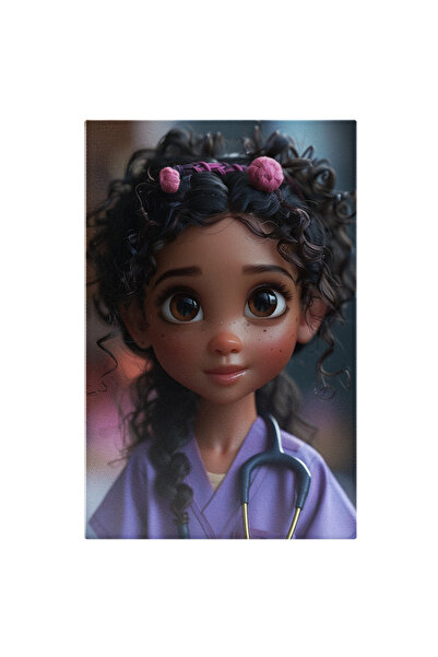 StoryGift Romania Tablou Canvas: Păpușa Doctor În Halat Mov Stil Modern De Ân...