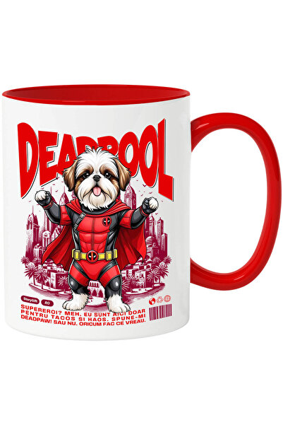 StoryGift Romania Cana Cu Shih Tzu Caine In Costum De Deadpool Cu Pelerina, E...
