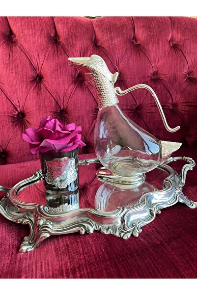 TEMAS ALMAN GÜMÜŞÜ ÖRDEK ŞEKLİNDE CAM SÜRAHİ