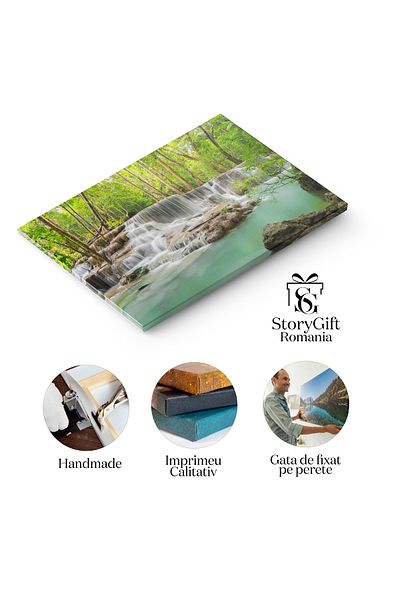 StoryGift Romania Tablou Canvas Cascada Erawan In Peisajul Natural Din Kanchanaburi Natura, Turism, Apa, Jungla,