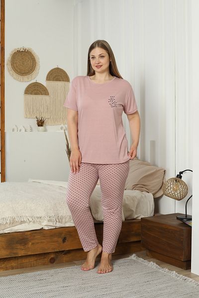 LİLA İÇ GİYİM Battal Viscose Short Sleeve Pajama Set