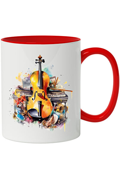 StoryGift Romania Cana Cu Violoncel, Instrumente Muzicale, Pian, Flori, Arcus...