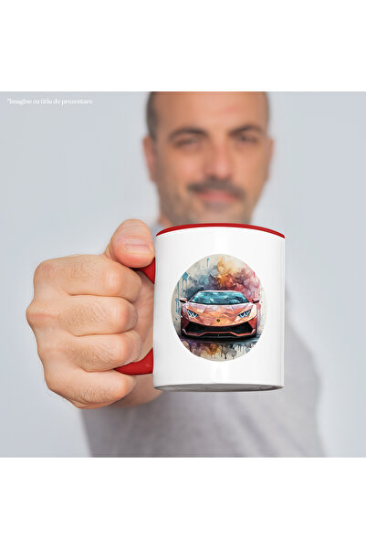 StoryGift Romania Sports Car Mug, Mosaic, Circle, Abstract, Vehicle, Multicolor 330 ml, Ceramics, With ,STG.