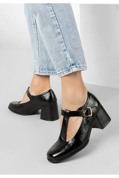 B T Shoes Pantofi Cu Toc Mediu Vesita Negri