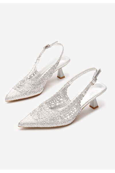 B T Shoes Stribrné lodičky s otevřenou pätou Alisiana