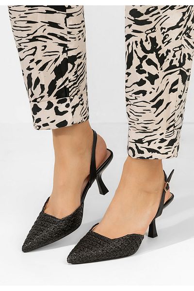 B T Shoes Shemika Black Thin Heel Shoes