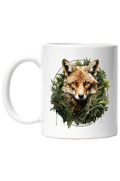 StoryGift Romania Cana Cu Vulpe, Frunze, Cerc, Plante, Foliaj, Animal Salbati...