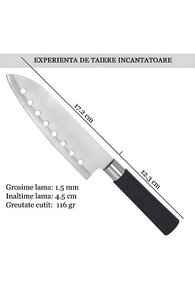 Köken Japanese Professional Santoku Koken Knife Versatile In Use, 17.2 Cm Stainless Steel Blade, Pp Handle