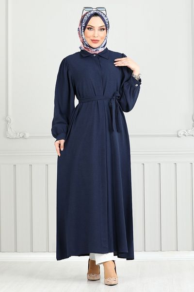 ModaMerve Φόρεμα με γιακά πουκάμισο Ferace 0037BGS895-M Navy