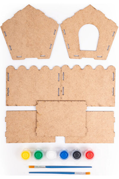 İntelliGames Wooden Toy Birdhouse and House Painting Kit, Wooden Painting House, Wooden Toy Puzzle Birdhouse