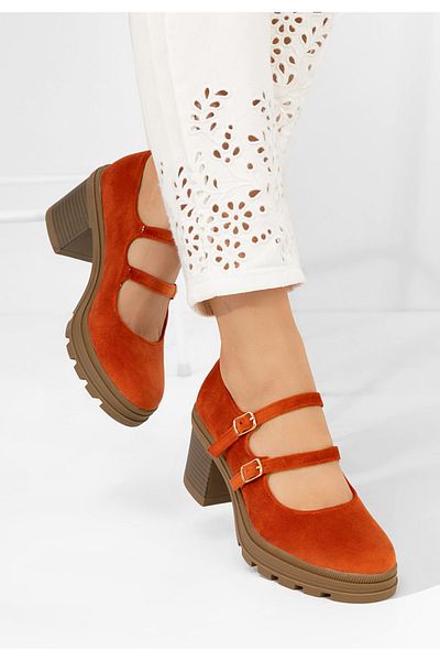 B T Shoes Pantofi Cu Toc Gros Dollysa Portocalii