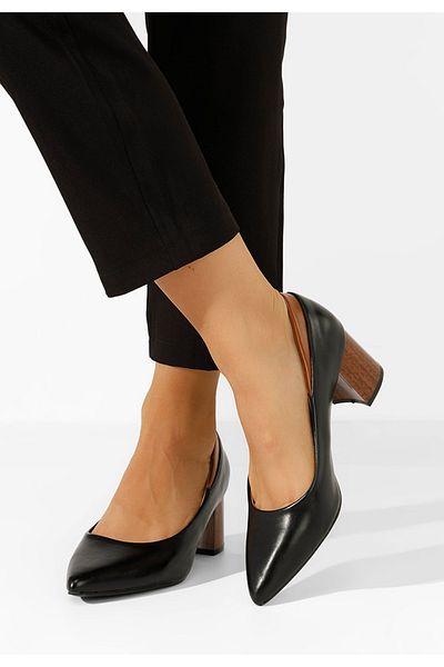 B T Shoes Pantofi Cu Toc Gros Kiori Negri