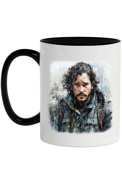 StoryGift Romania Mug With Kit Harington, Actor, Celebrity, Rain, Backpack, Multicolor 330 ml, , With