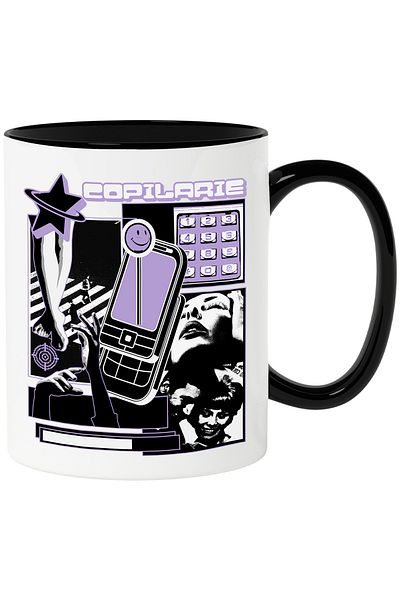 StoryGift Romania Vintage phone mug with childhood graphics, few pixels, 330ml, Ceramic with N Handle, Cu