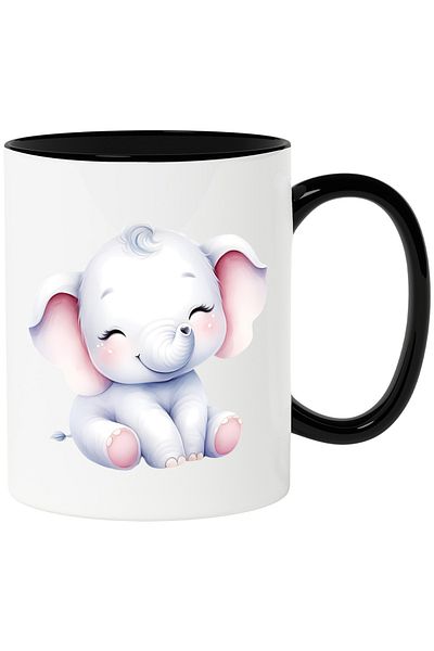 StoryGift Romania Mug with a female elephant | illustration | small | happiness | i-shaped trunk, With