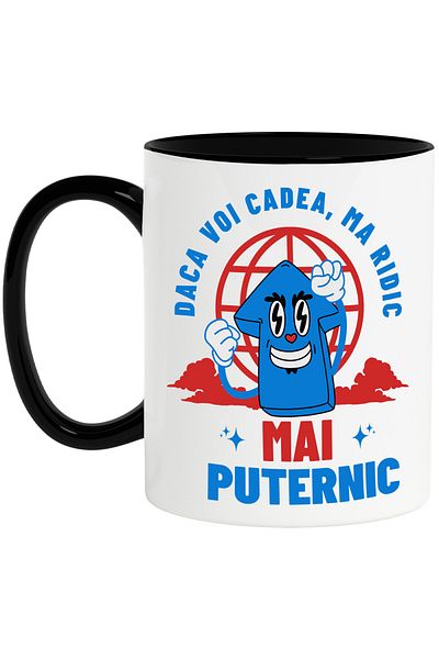 StoryGift Romania Mug with Happy Arrow Motivated Text If I Fall I Rise Stronger Inhale, With