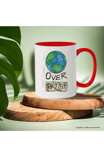StoryGift Romania Mug With Message In English Over Profit, Planet, Money, Breakup, Multicolor 330 ml,, With ,STG.
