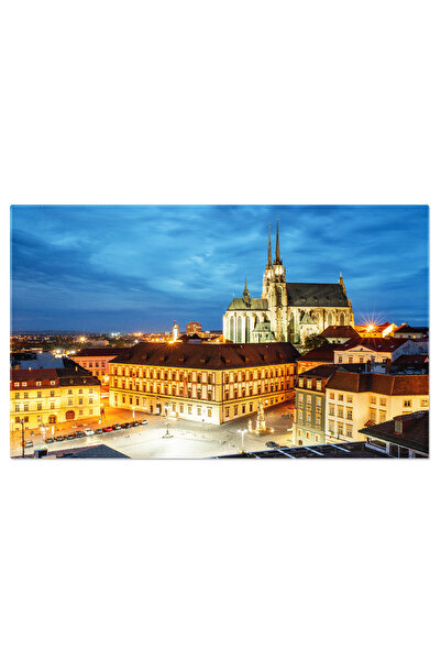 StoryGift Romania Tablou Canvas Vedere Nocturna A Orasului Brno, Republica Ce...