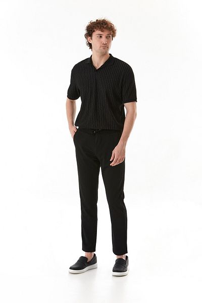 Fulla Moda Buttoned Jogger Trousers with Tie Waist