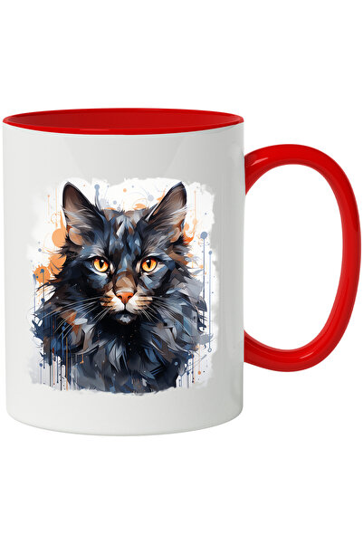 StoryGift Romania Cana Cu Pisica, Animal, Picaturi De Vopsea, Acuarela, Multi...