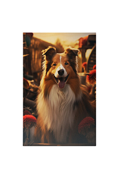 StoryGift Romania Tablou Canvas: Pacea Apusului Cainele In Gradina Florilor R...