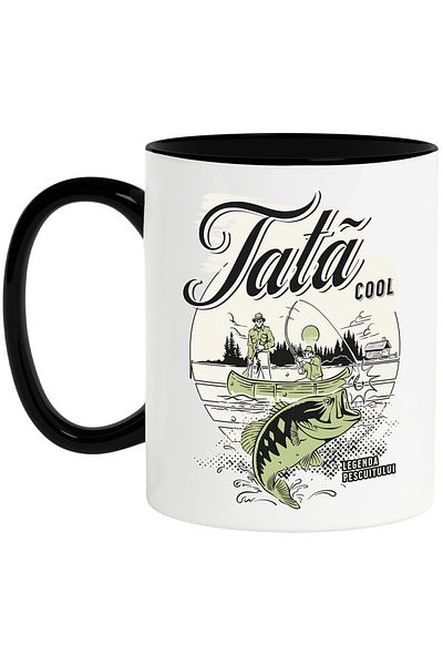 StoryGift Romania Cool Dad Fishing Legend Family Parents Mug, 330ml, Ceramic with Black Handle, With