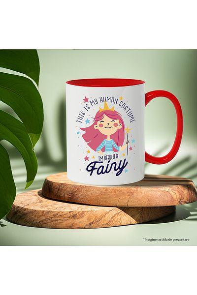 StoryGift Romania Mug With Message This Is My Human Costume I'm Really A Fairy, Multicolor 330 ml, Ce, Cu,STG