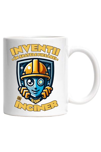 StoryGift Romania Cana Om Cu Casca De Protectie Text In Spatele Fiecarei Inventii, E Un Inginer, 3, Cu ,stg