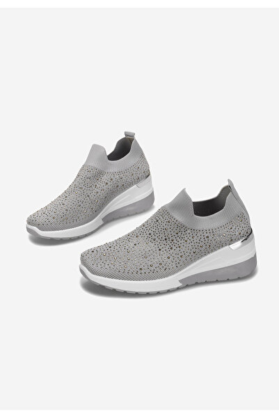 B T Shoes Šedé dámské tenisky na klínku Alsina