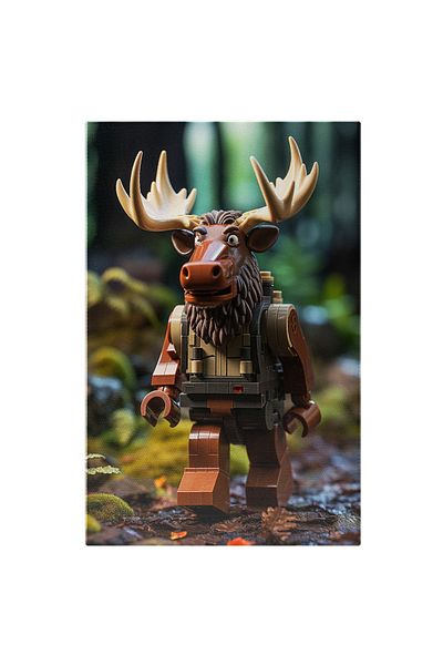 StoryGift Romania Tablou Canvas: Ren Maro Lego Cu Vesta Verde Si Barba Lunga Cu Coarne Explorand Padurea Pictur