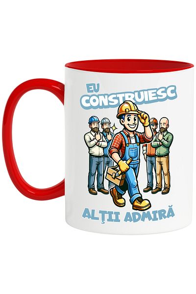StoryGift Romania Cana Barbat Constructor Eu Construiesc, Alții Admira, 330ml, Ceramic Cu Maner Ro, Cu ,stg