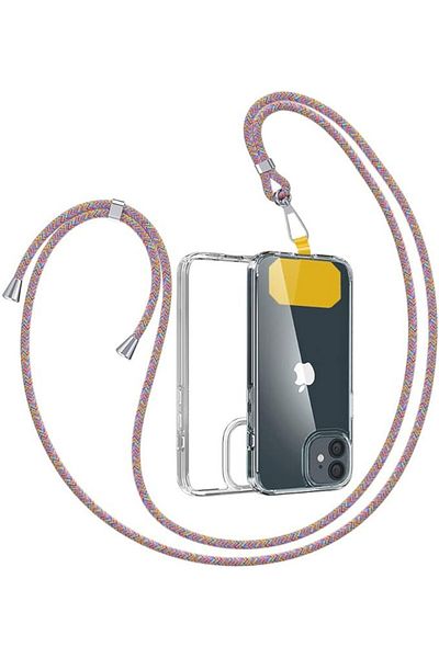 Karll Case with cord for iPhone 12 PRO, silicone/textile, transparent, 6.1 inches