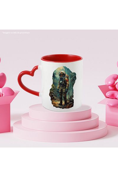 StoryGift Romania Astronaut in the Jungle Portrait Mug, Astronaut in Nature, Abstract Art, Ceram, With, STG