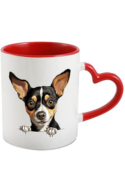 StoryGift Romania Mug with a shy dog ​​| illustration | looking curious | needs care | pen, Cu,STG