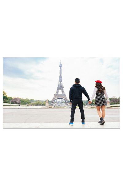 StoryGift Romania Tablou Canvas Cuplu Vesel Si Fericit In Dragoste Vizitand Parisul Cuplu, Paris, Turnul Eiffel,