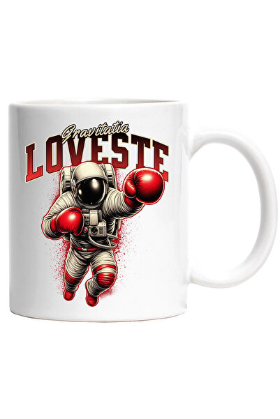 StoryGift Romania Cana Astronaut In Spatiu Text Gravitatea Loveste Box , 330ml, Ceramic Cu Maner A, Cu ,stg