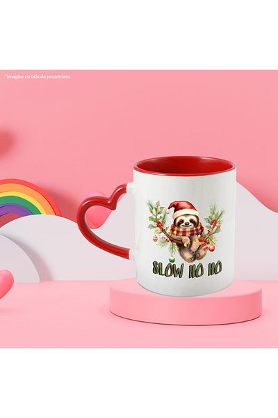 StoryGift Romania Sloth mug with the message "Slow Ho Ho", Merry Christmas, illustrated, With ,STG