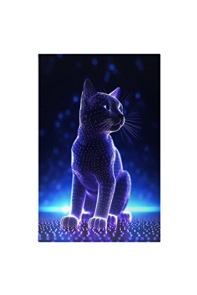 StoryGift Romania Tablou Canvas: O Pisicuta In Stil Abstract - Mov Priveste In Departare Pictura Digitala