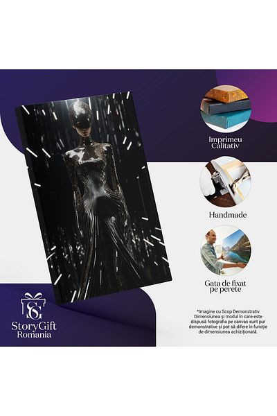 StoryGift Romania Tablou Canvas: Personaj Feminin Pe Podium In Lumini Dinamice Prezinta Creatia Unei Persoane Pa