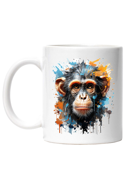 StoryGift Romania Cana Cu Maimuta, Stropi De Vopsea, Primata, Animal, Multico...