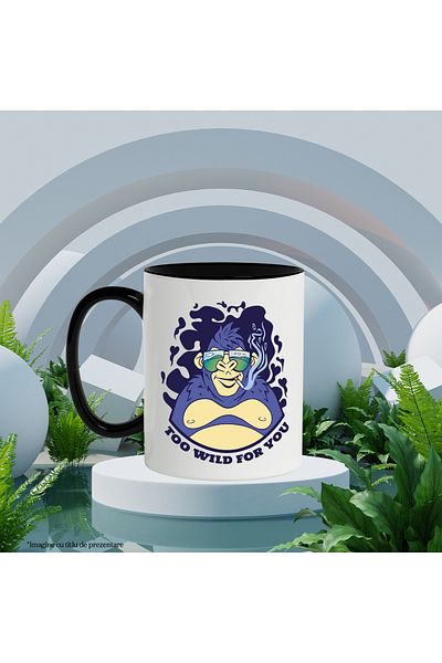 StoryGift Romania Mug With Message In English Too Wild For You, Monkey, Cigarette, Multicolor 330 ml, C, Cu